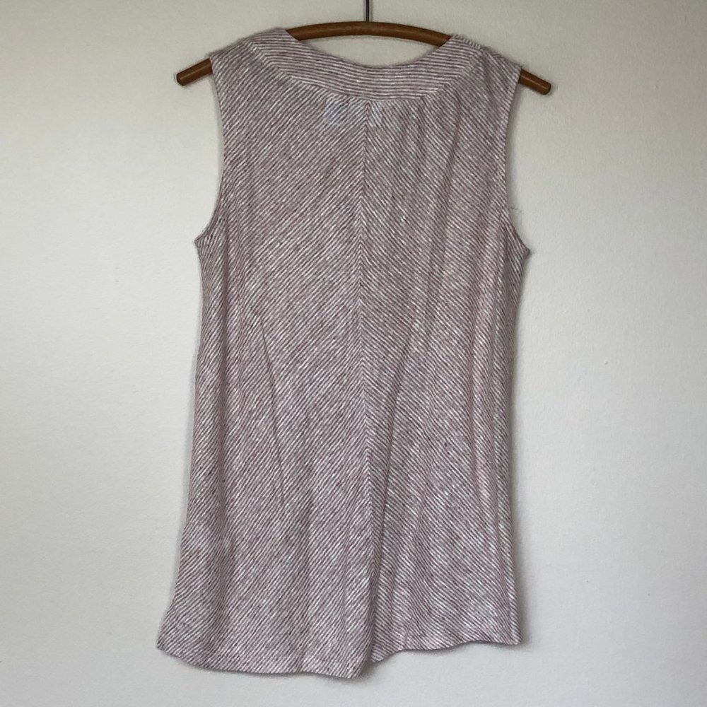 Sigrid Olsen Taupe & White Stripe Linen Top S Euc - image 2